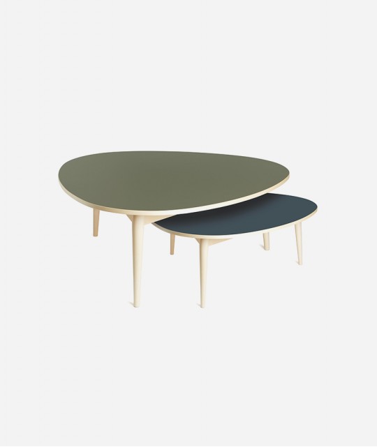 three rounded olive table