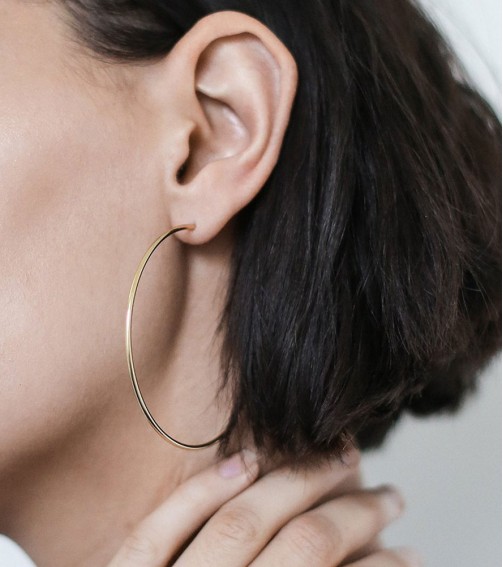 Round Brass Long Earrings