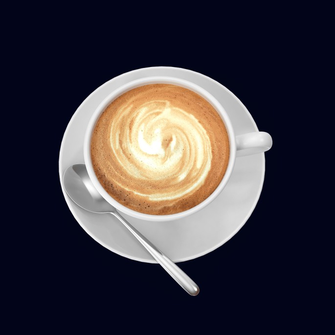 white form Heart cappuccino